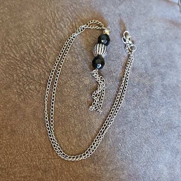 5/$25 Silvertone Chain Beaded Tassel Necklace - Picture 2 of 4